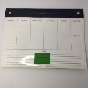 Kate Spade NY Weekly Planner Pad New 52 pages White Desktop